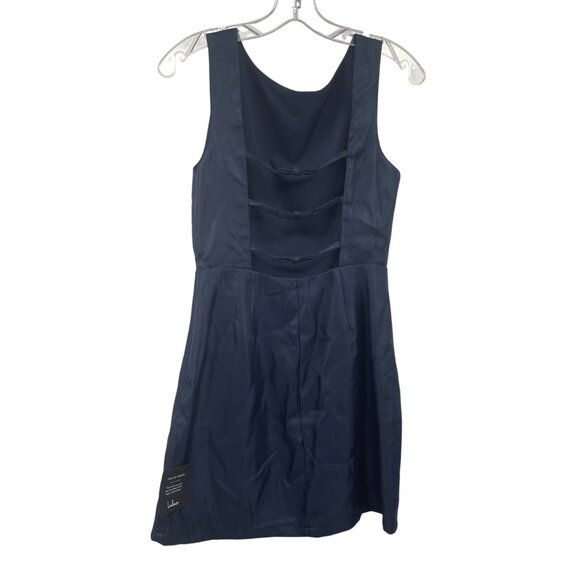 Lulus Womens Sleeveless Sheath Dress Ladder Bow Back Navy Size Small New - Picture 7 of 10
